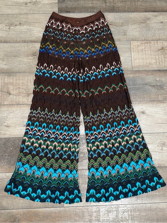Missoni Pants - Missoni vintage turquoise and brown metallic crochet knit pants